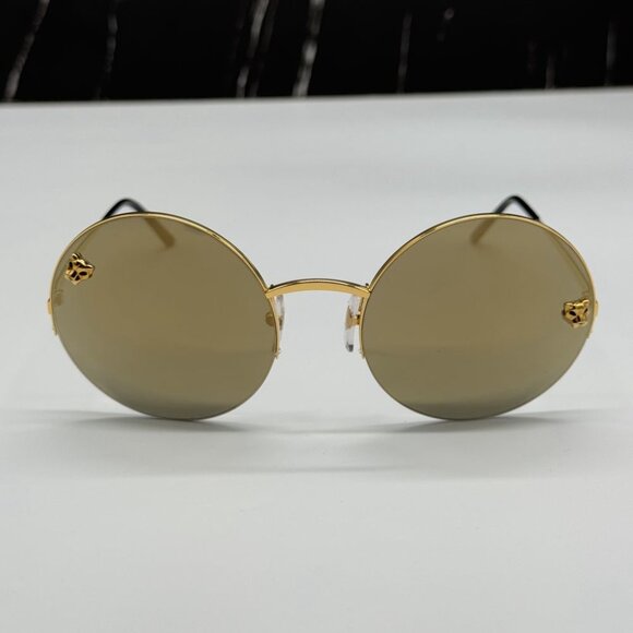 NEW CARTIER SUNGLASSES, ROUND GOLD WOMEN SUNGLASSES CARTIER CT0022S 002 - Picture 5 of 14
